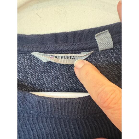 Athleta Long Sleeve Asymmetrical Zip Cityscape Sweatshirt Blue Women's Size XXS - Picture 6 of 10